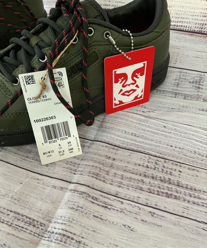 NWOB Unisex Adults Reebok x Obey Club C85 Green Sneakers Men's 6 Women's 7.5