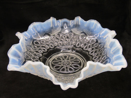 Vintage Jefferson Glass Co. Many Loops Opalescent Glass Bowl
