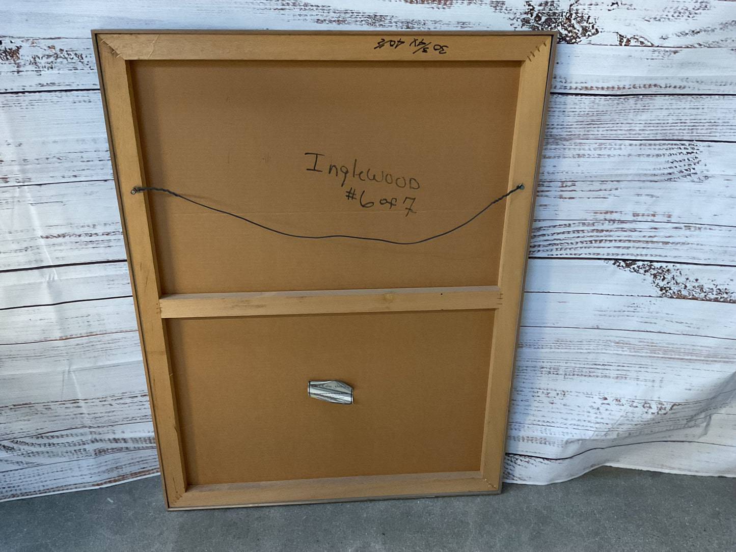 VTG. Blue White Hues Abstract Lithograph- FRAMED 41" X 31.25"