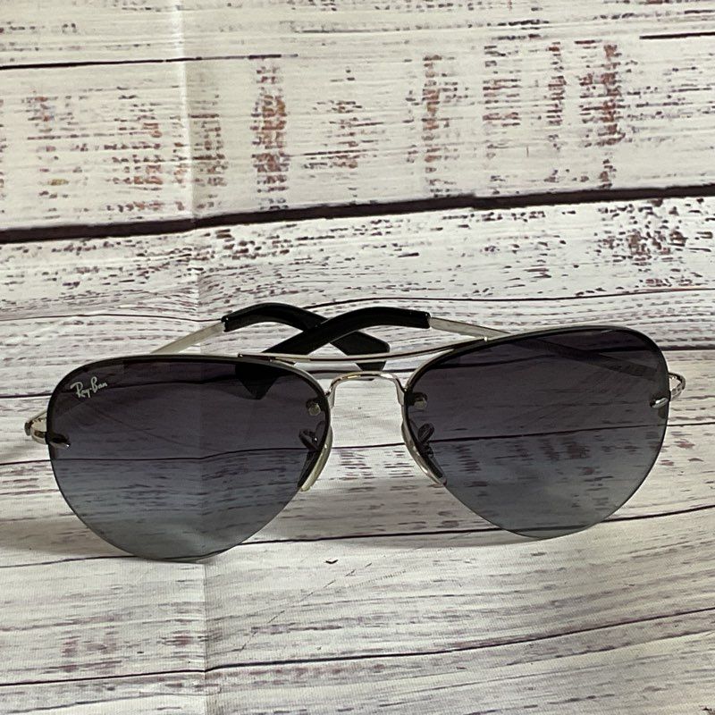 RAY-BAN RB3449 Men's Silver Tone Gray Gradient Aviator Sunglasses- 59[ ]14 135