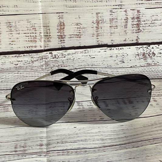 RAY-BAN RB3449 Men's Silver Tone Gray Gradient Aviator Sunglasses- 59[ ]14 135