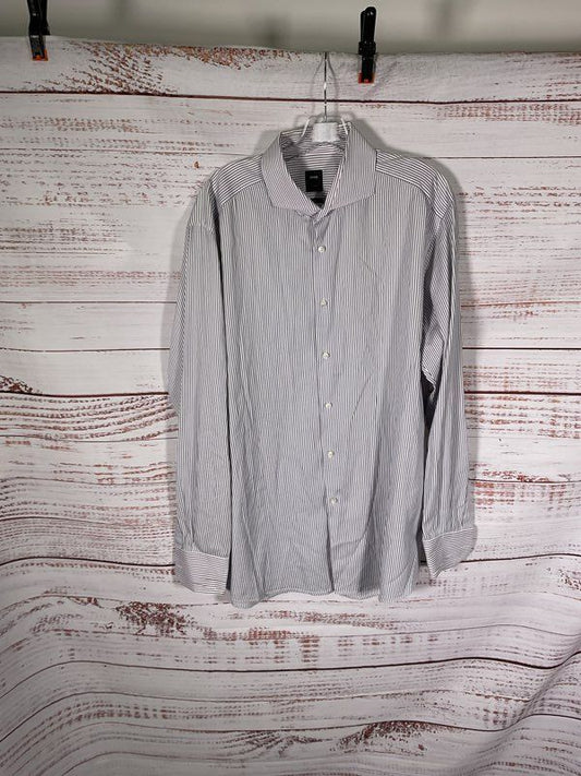 Hugo Boss Men's Slim Fit Striped Dress Button Shirt Size 18 US / 46