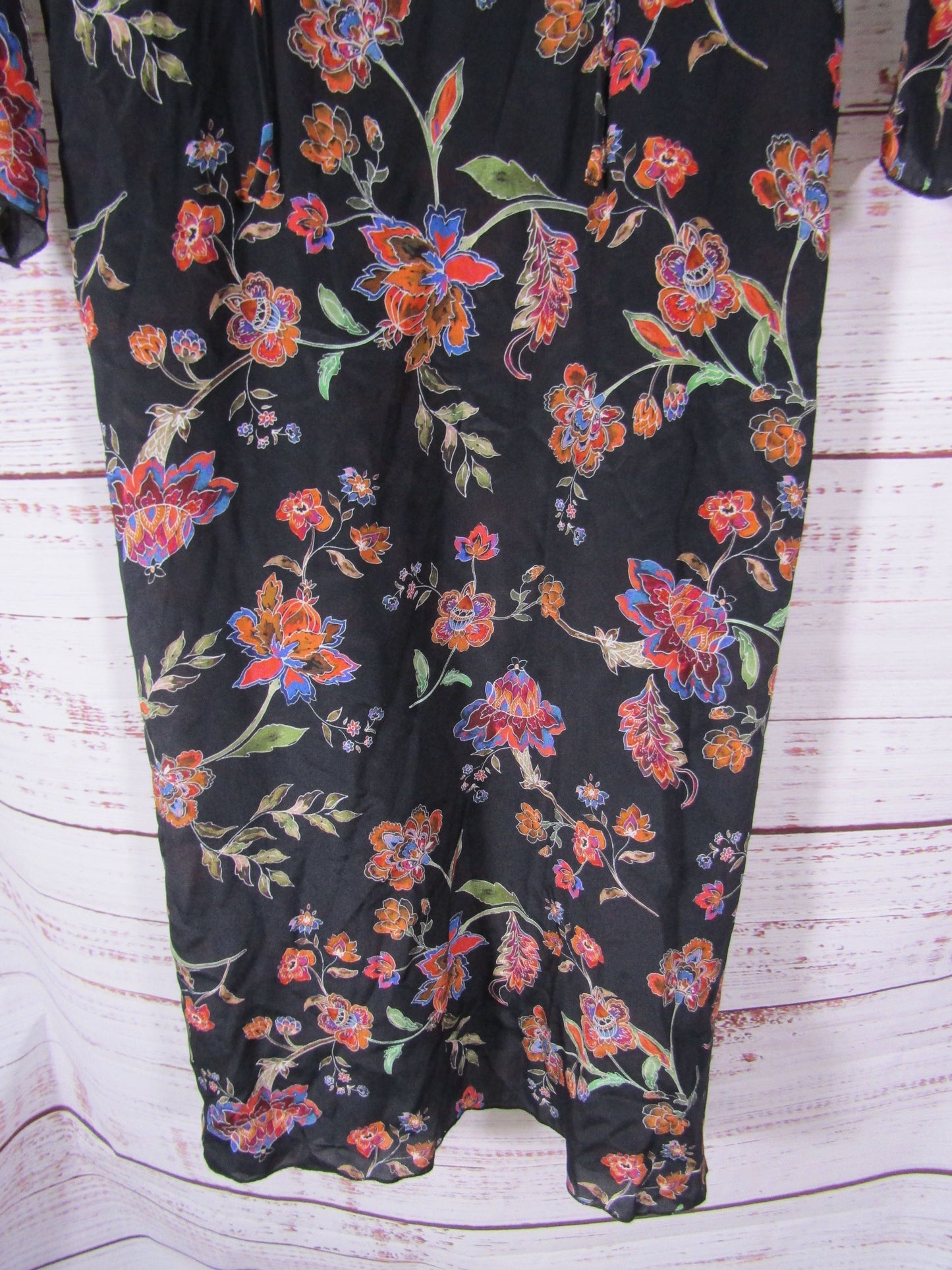 Johnny Was Jade Luca Women's Black Multi-Color Floral Silk Dress Size XS