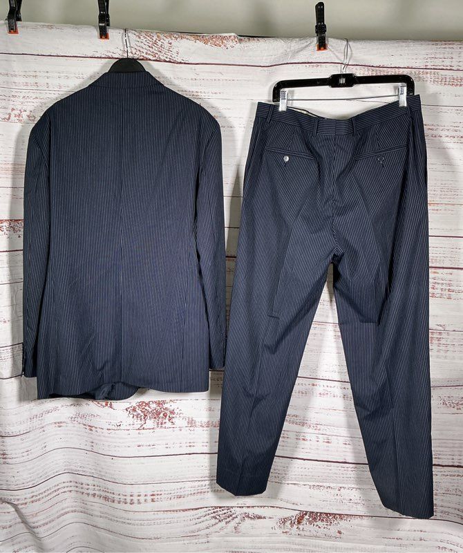 Men's Dolce & Gabbana Made In Italy Blue Pinstriped Suit Size 54 US 44