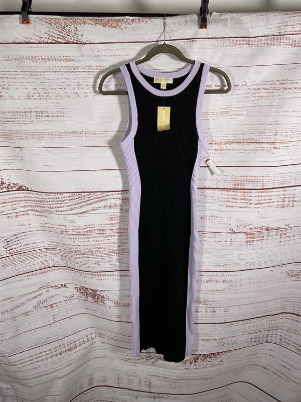 NWT Michael Kors Women's Ribbed Midi Tank Dress Black Size M