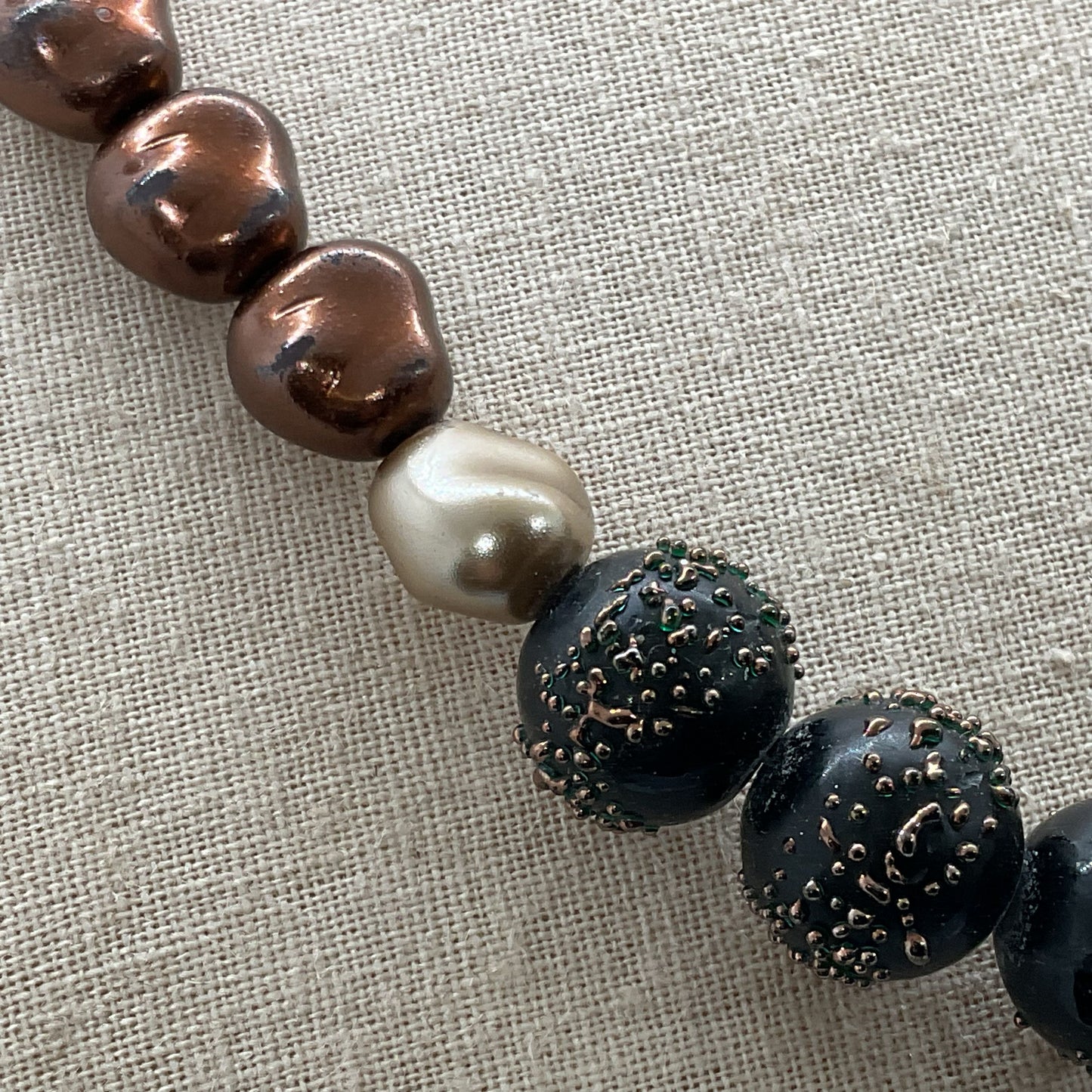 Sterling Silver Clasp Faux Pearl Necklace- 19"