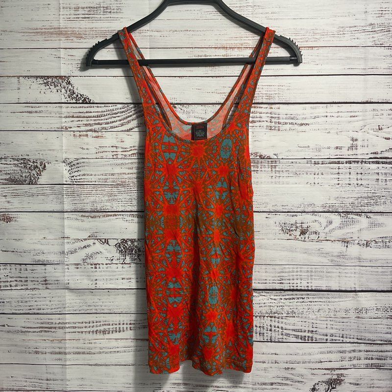 Jean Paul Gaultier Classique Orange/Blue Mandala Pattern Y2K Mesh Tank Top SZ 8