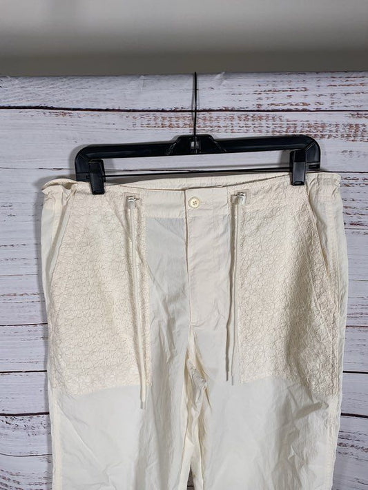 Men's Sundae School Cream Floral Print Jogger Pants 100% Nylon Size Small