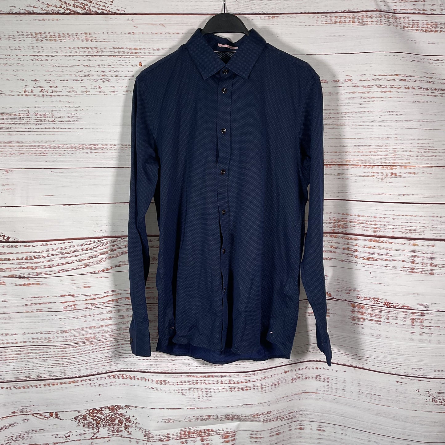 Ted Baker Navy Blue LS Jersey Long Sleeve Button Down Shirt - Size 3