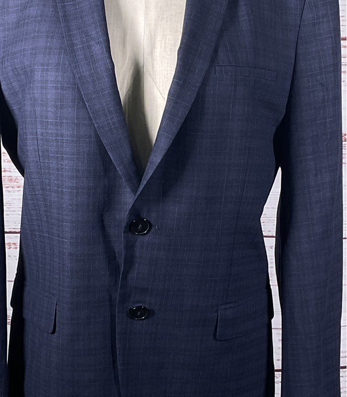 Hugo by Hugo Plaid Blazer Navy Blue 40R