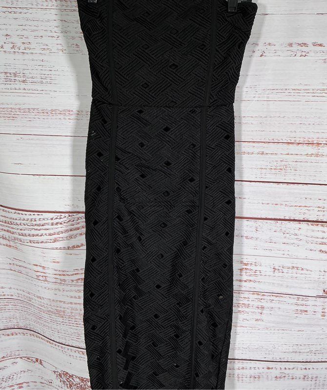 Misha Collection Strapless Textured Geo Midi Dress Size 2 STUNNING! Retail $425