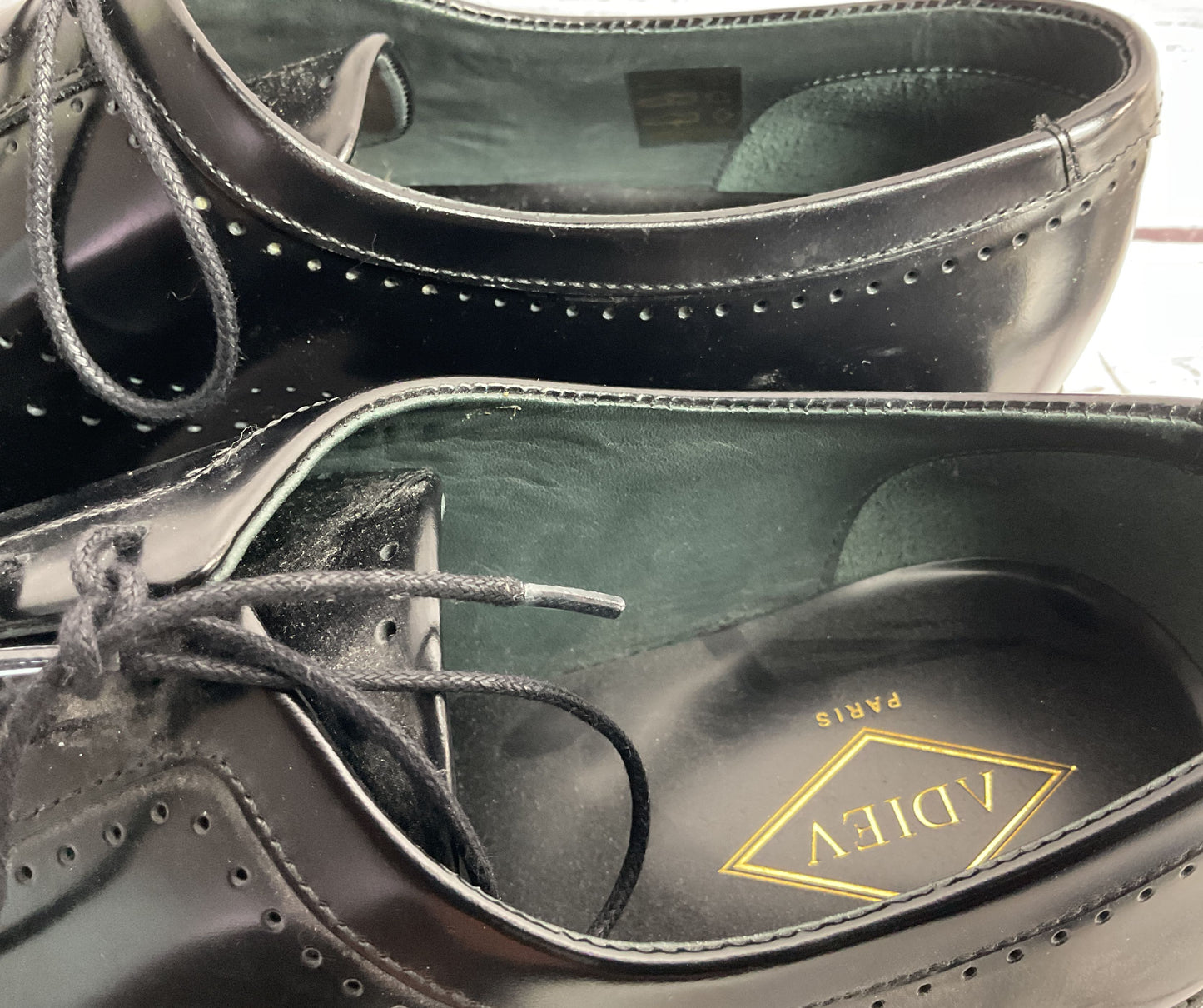 Adiev Paris Leather Perforated Derby Shoes Black 45