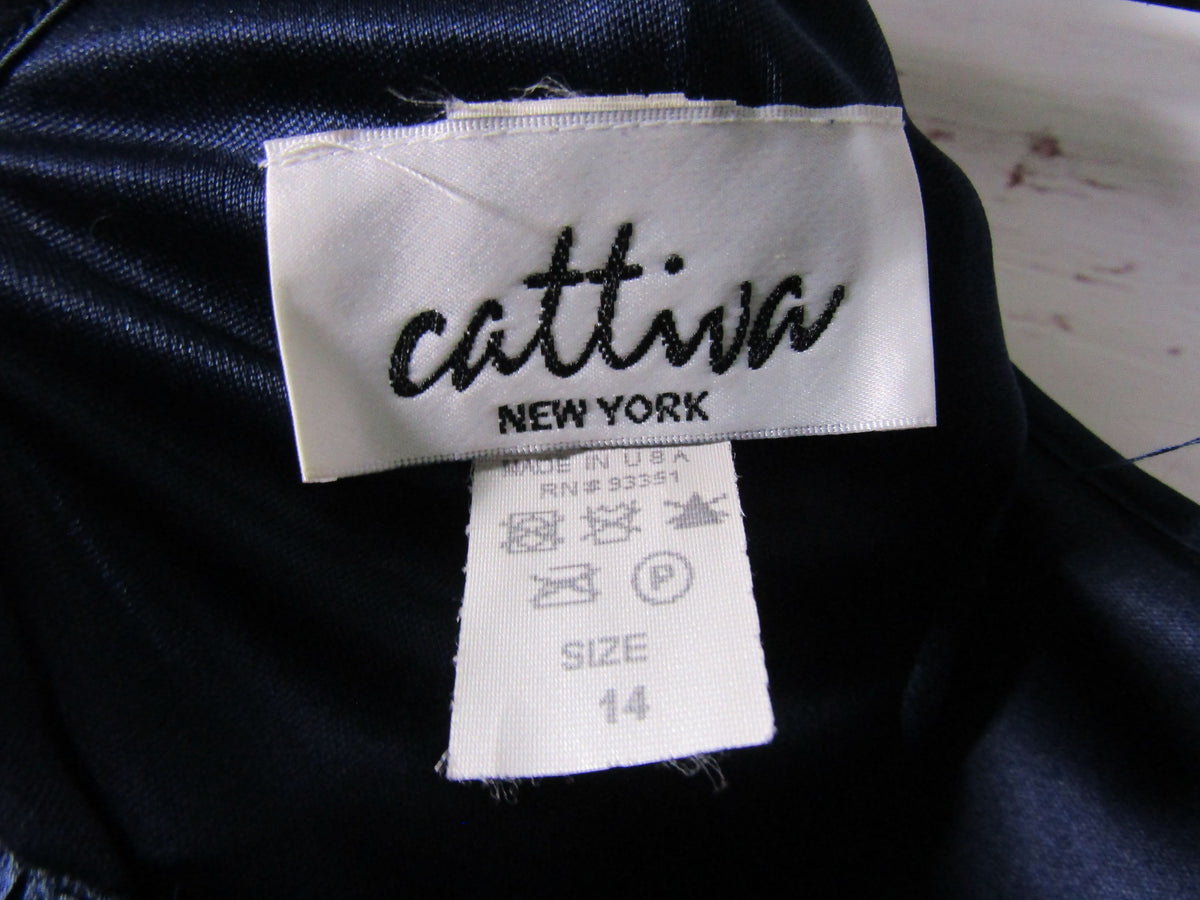 Vintage Cattiva Women's Blue Layered Flapper Shift Dress Size 14