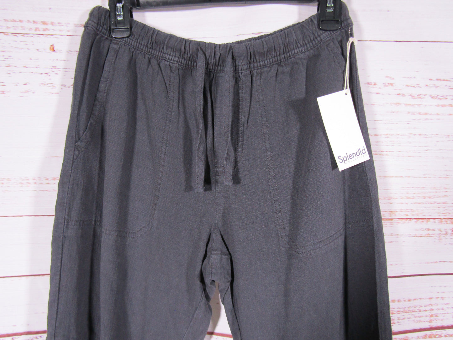 Splendid Angie Women's Gray Linen Blend Drawstring Pants Size S RS4C970
