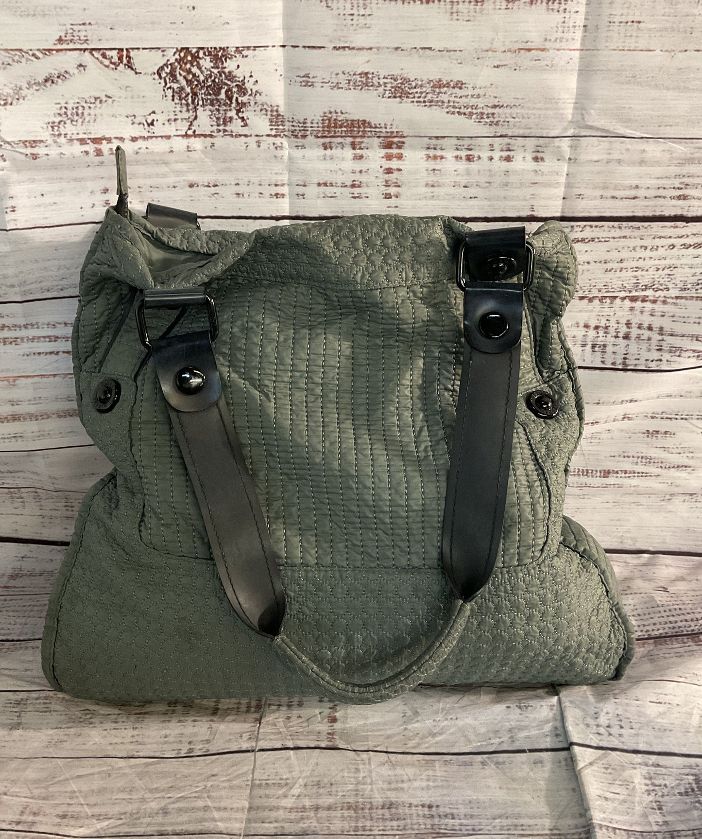 Diesel Vintage Quilted Textured Top Handle Tote Bag Green