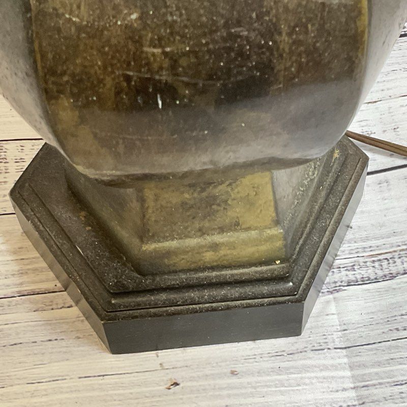 VTG. MCM FREDERICK COOPER Distressed Brass and Wood Base Lamp 23"- WORKS!!!!