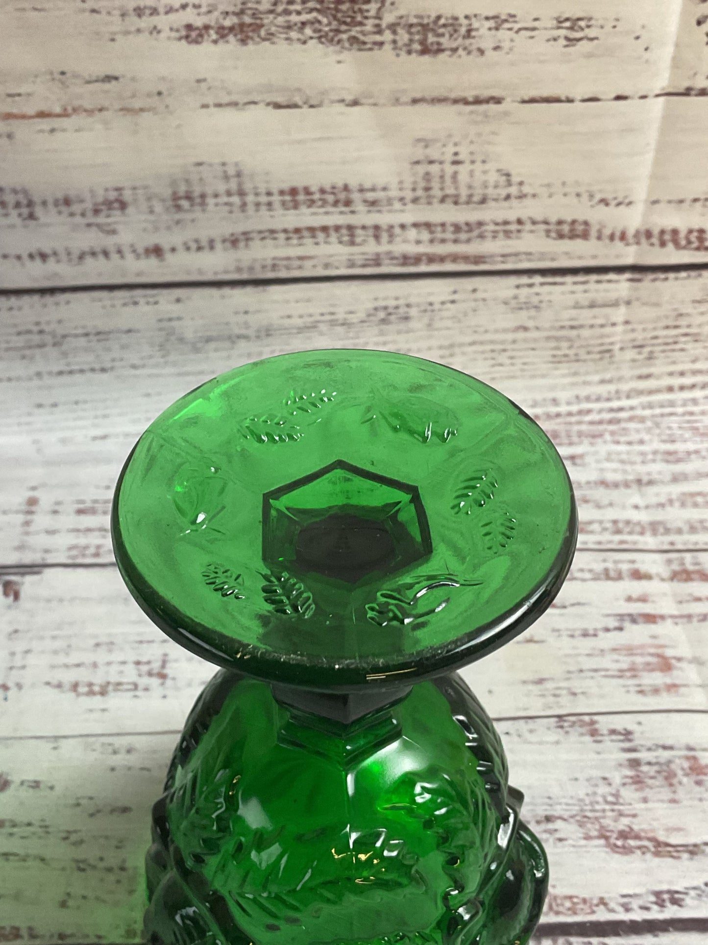Vintage Madonna Inn Green Glass Rose Wine Goblet