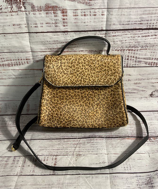 Vintage Mario Valentino Leopard Print Ponyhair Shoulder Bag