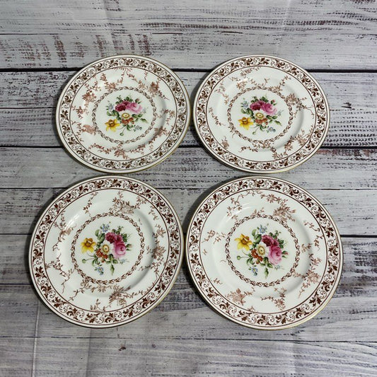 Vintage Set Of 4 Royal Cauldon Floral Melody 6" Bread & Butter Plates V9808