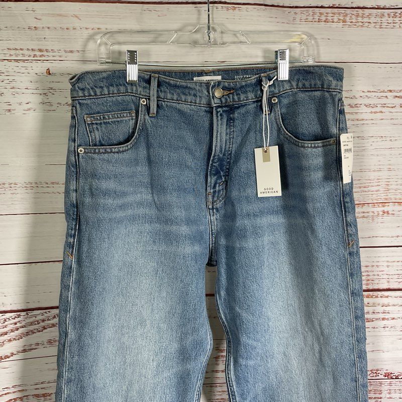NWT Good American Good Standard Straight Leg Mid Indigo Denim Jeans - Size 8
