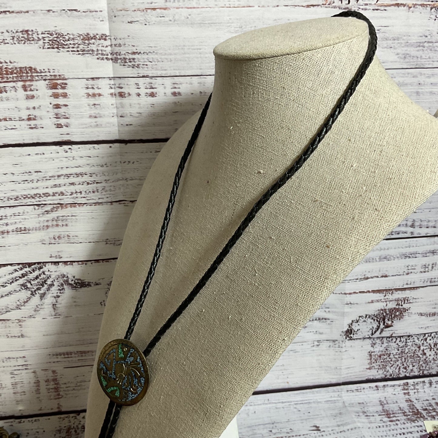 ALPACA Silver Plated Inlay Stone Bolo Tie