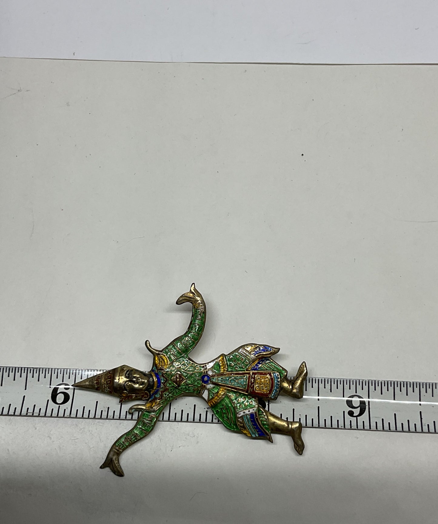 Siam Sterling Silver Vintage Enameled Brooch
