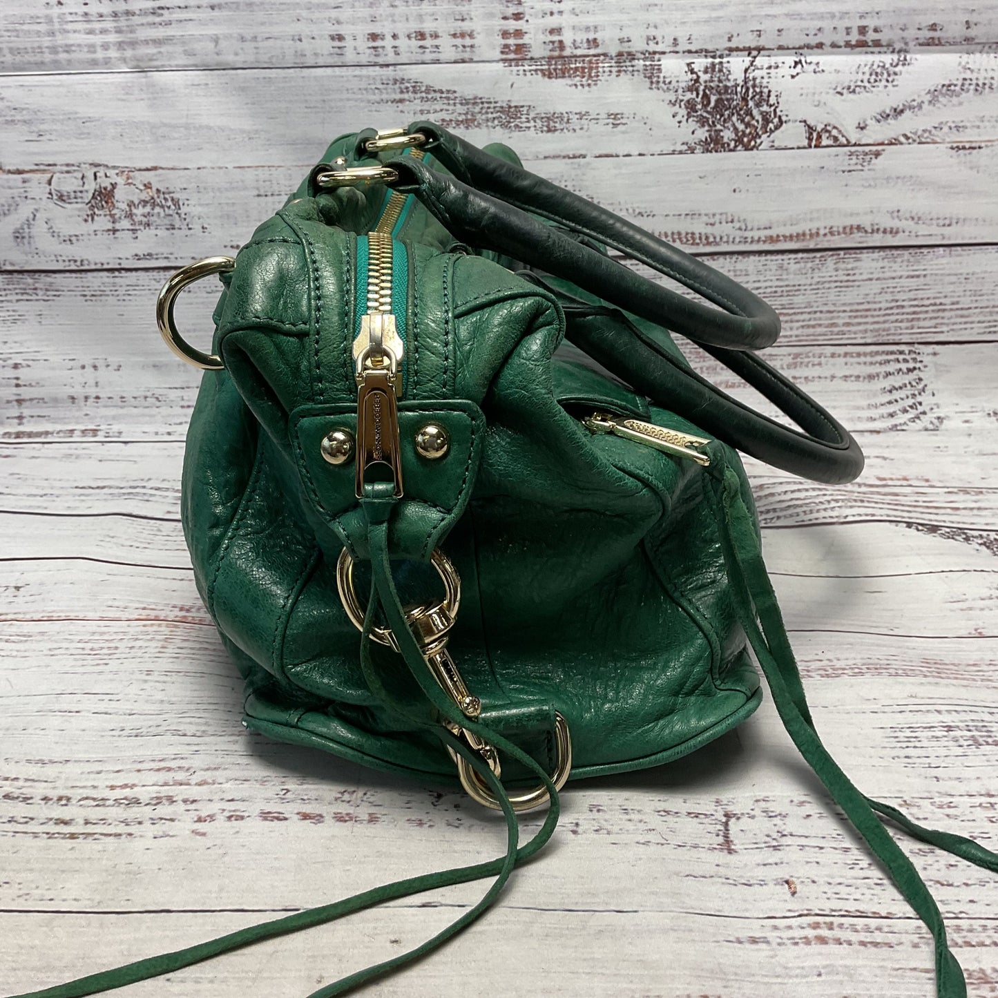 Rebecca Minkoff Green Leather Handbag Purse 13"x7"x8"