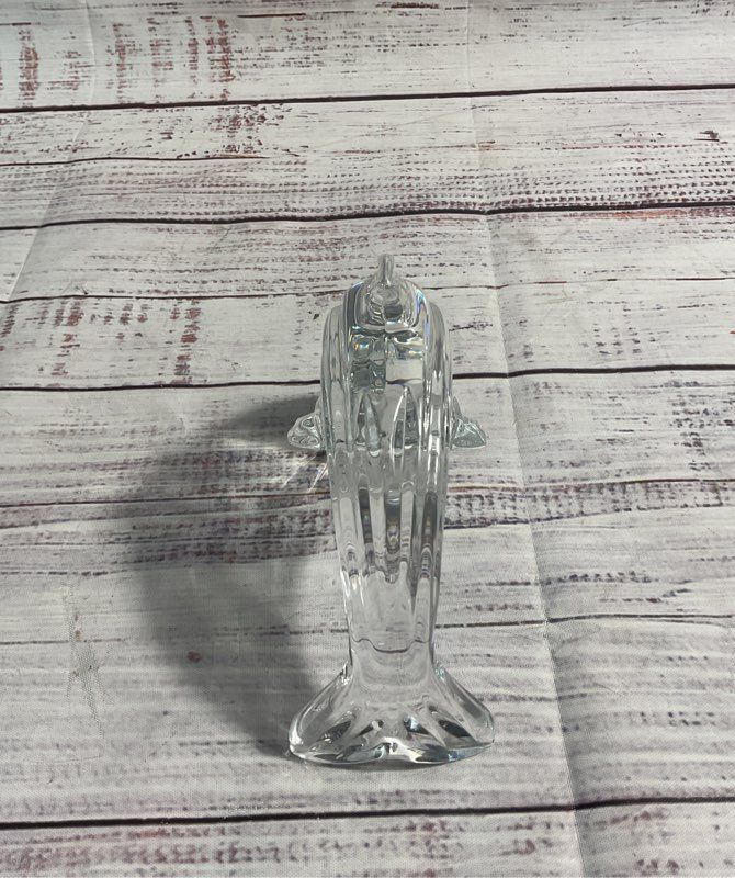 Vintage Waterford Solid Crystal 5.25" Leaping Dolphin Figurine Paperweight