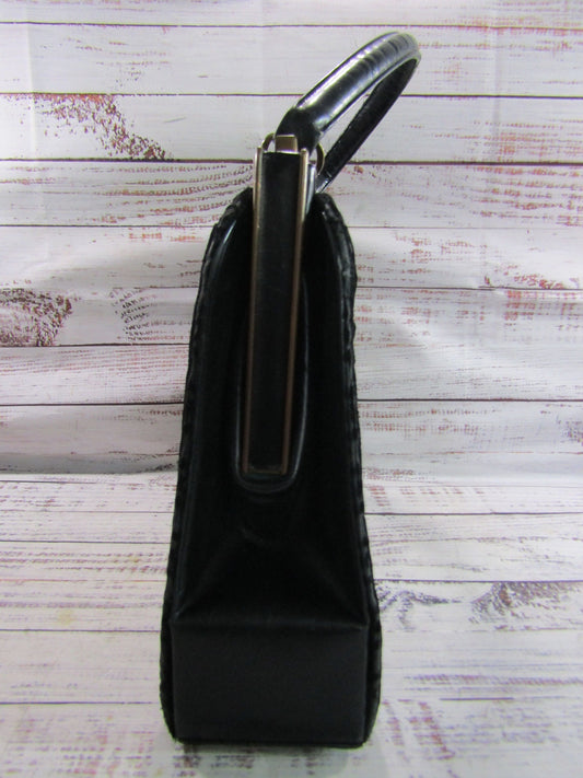 Vintage ArtCraft Women's Black Velvet Geometric Handbag Purse