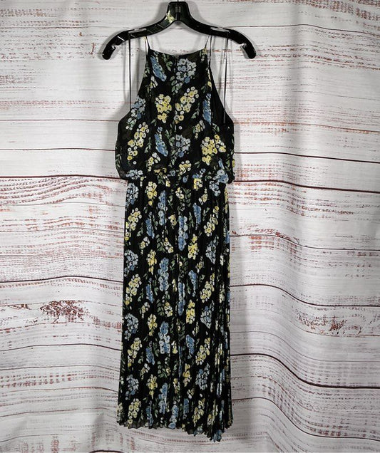 NWT Women's Sam Edelman Black Floral Pleated Maxi Dress Size 4 Retail $98