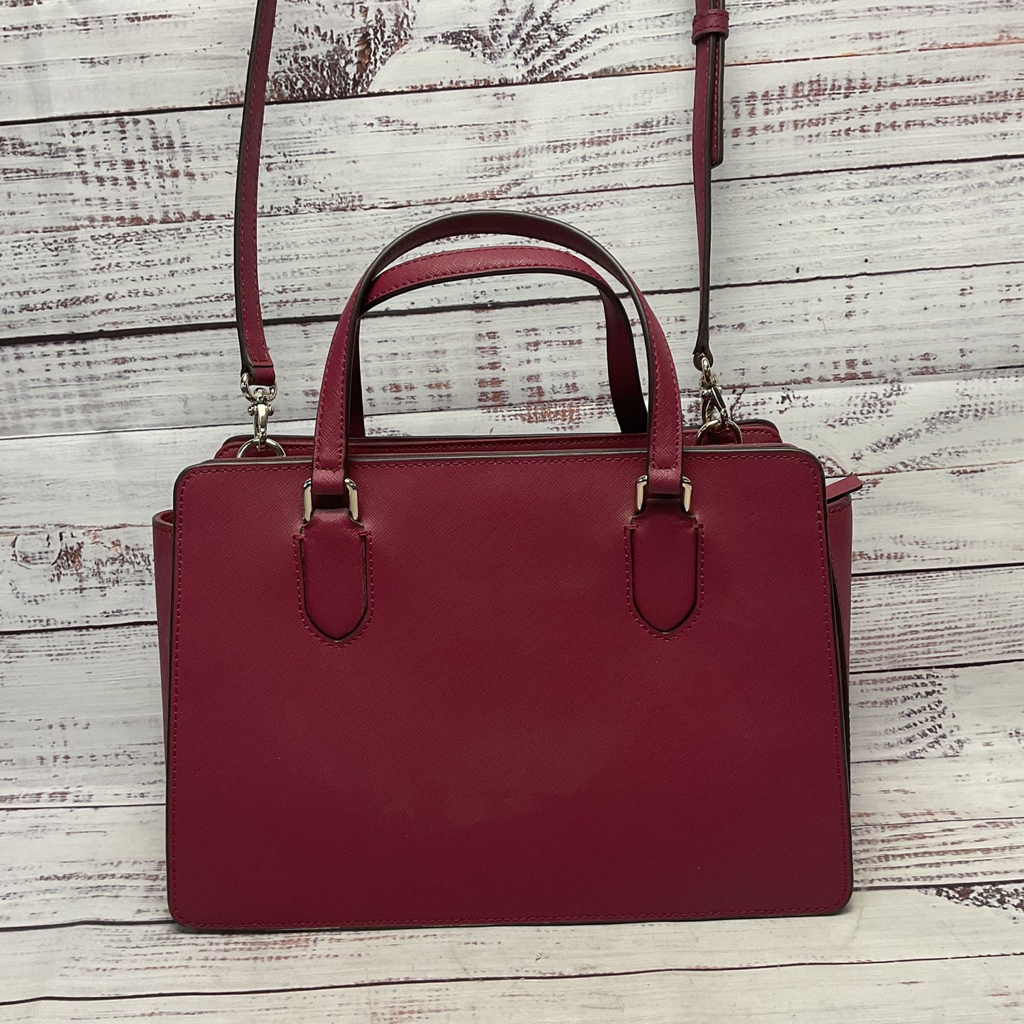 Kate Spade NY Laurel Way Reese Deep Plum Leather Satchel Top Handle Purse Bag