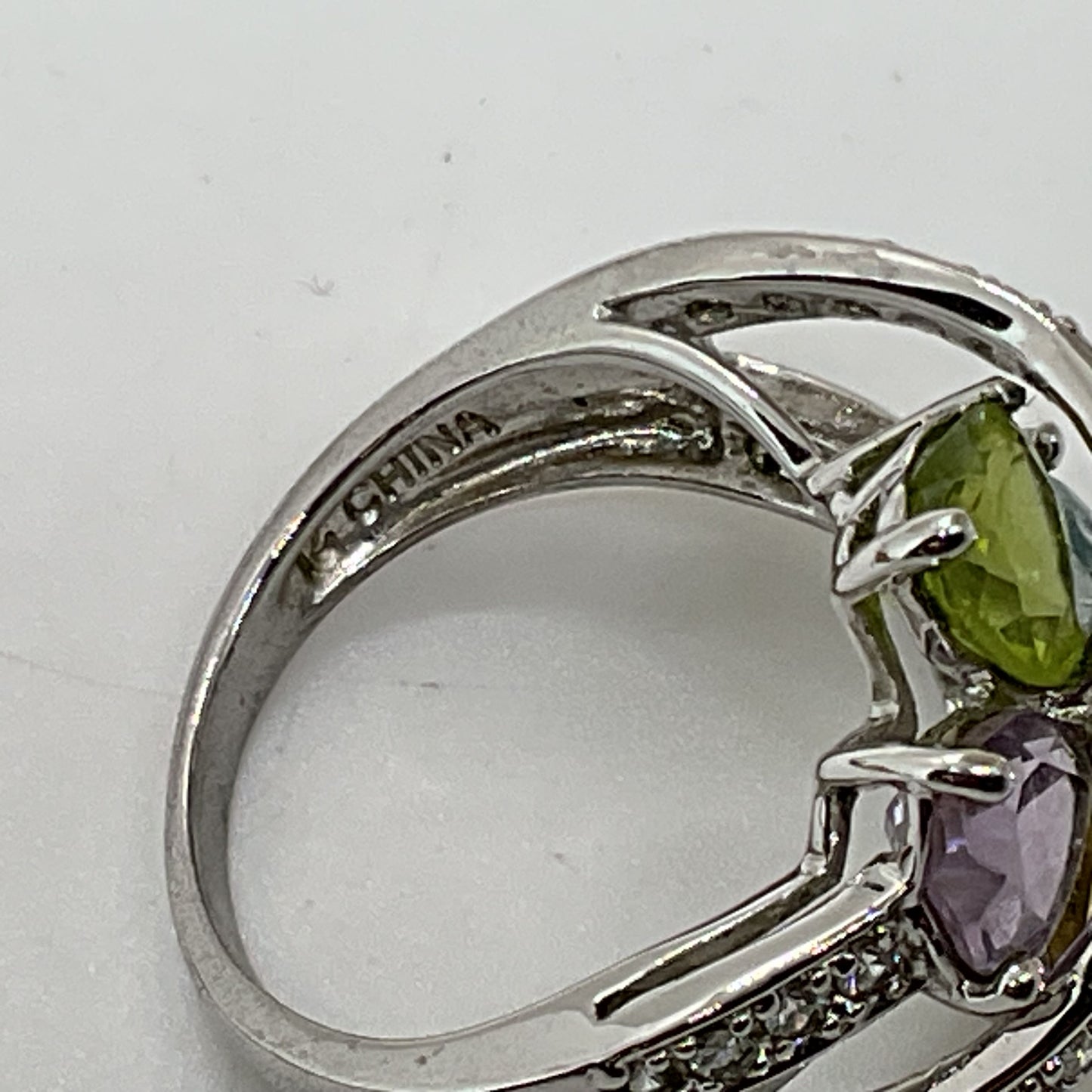 Sterling Silver Amethyst, Peridot, Blue Topaz, Citrine SZ 6.25 Ring- 4.90g