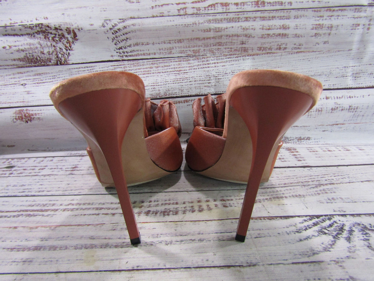Steve Madden Affinity Women's Rust Satin Stiletto Heel Open Toe Sandals Size 8.5