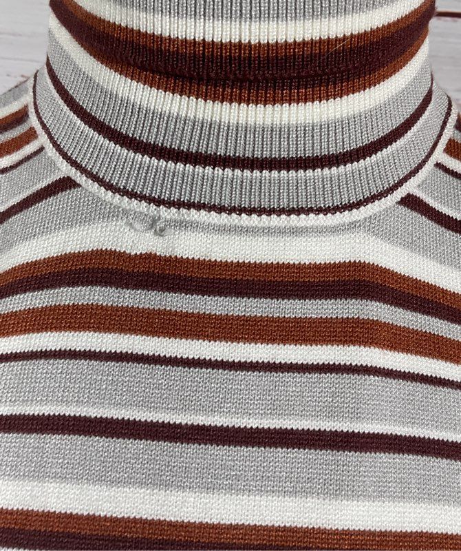 De Rococo Striped Sleeveless Knit Turtleneck Top Multicolor XS