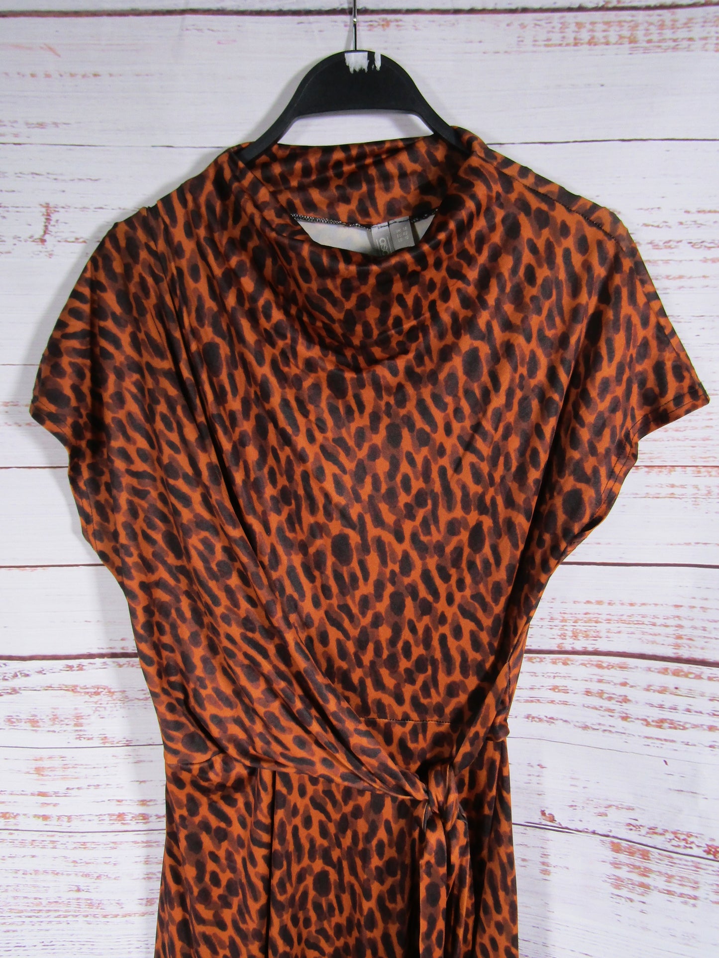 ASOS Women's Brown Leopard Print Open Back Dress Size 10 Made in The UK