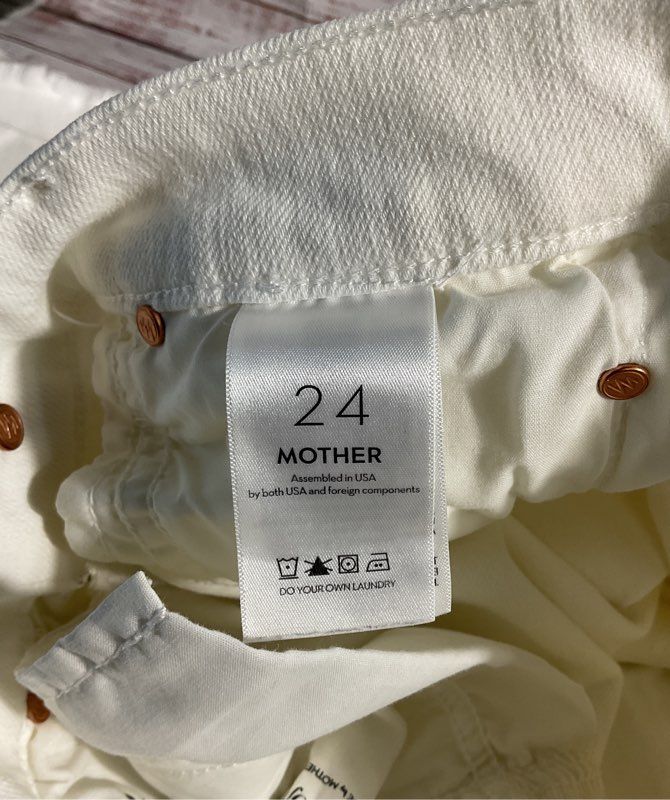 Mother The Weekender Fray White High Rise Flare Jeans Fairest Of Them All 24