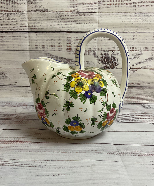 Floral Vintage Hand Made Italian Pitcher Signed