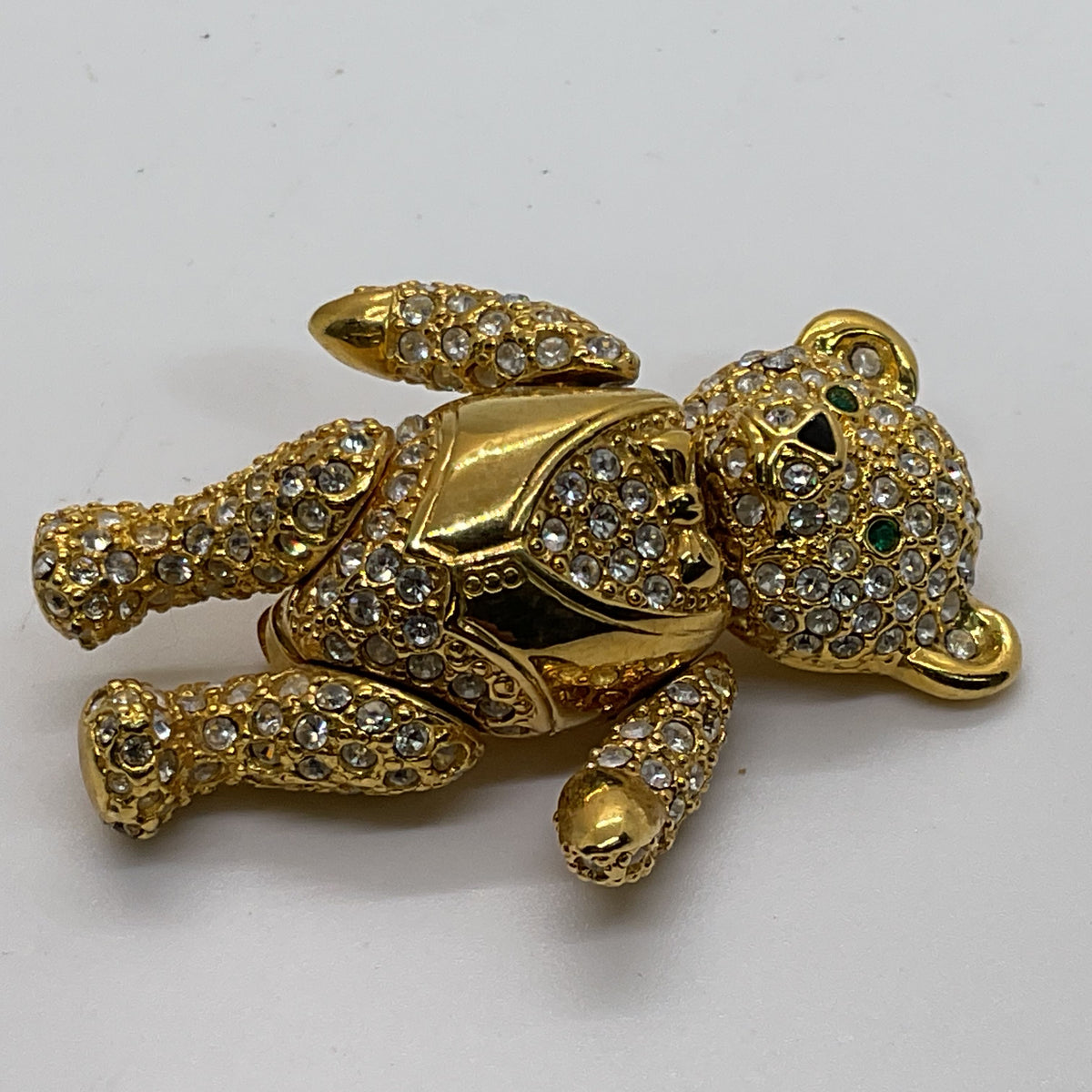 JOAN RIVERS Gold Tone Rhinestone Articulated Movable Arms, Legs, Head Brooch