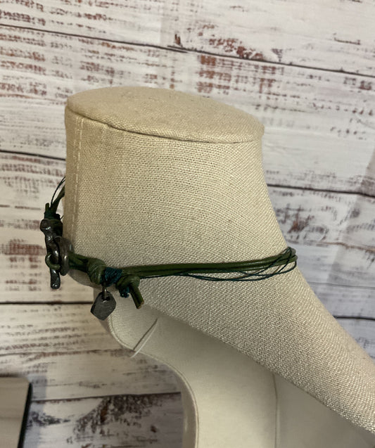 Vintage JESSE Leather Choker Necklace Sterling Silver Accent Amethyst Stone