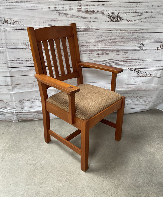 November 2003 L & J.G. Stickley Mission Natural Arm Chair with Upholstery Seat