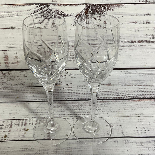 Pair of MIKASA Olympus Crystal Swirl Pattern Wine Glasses