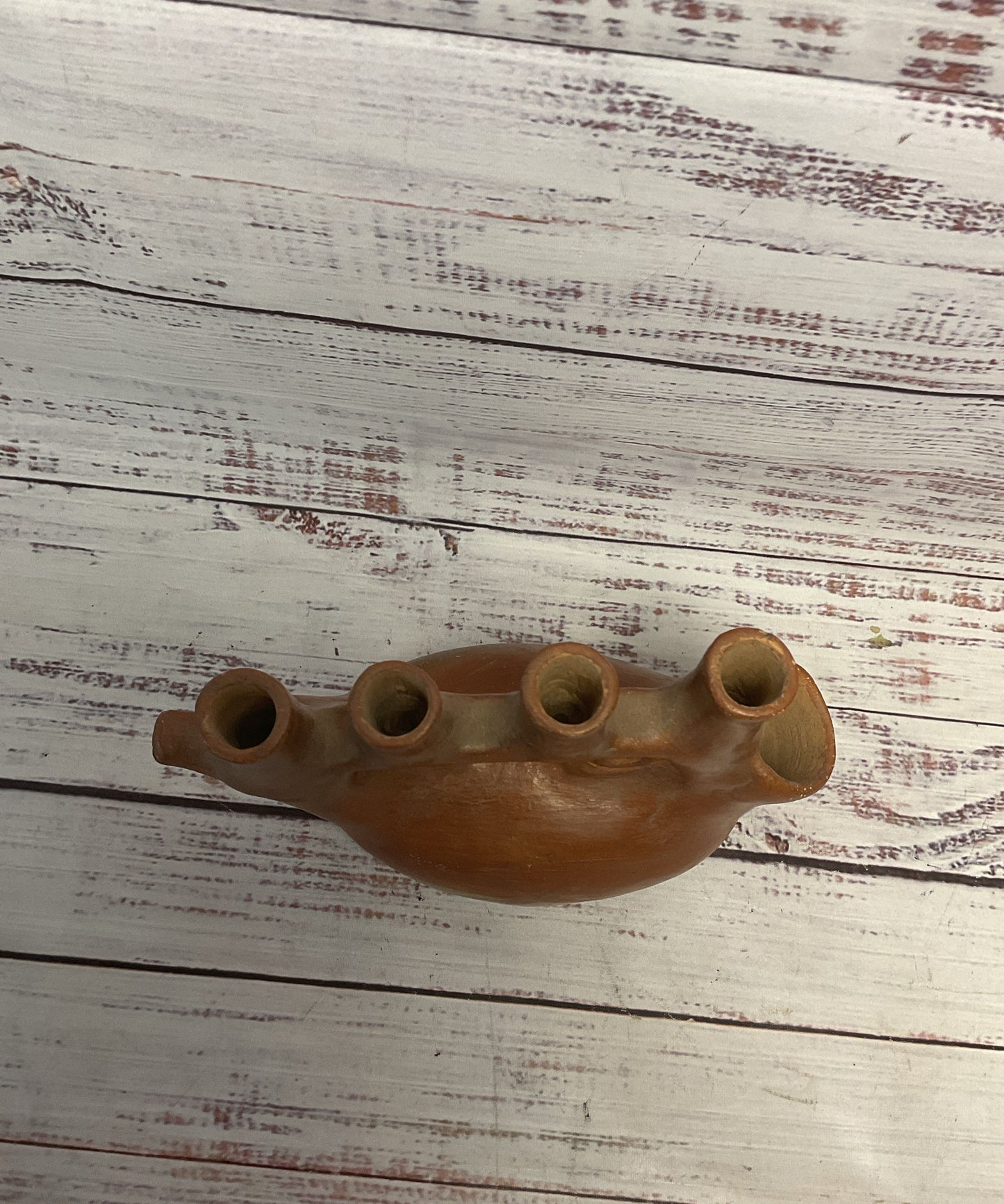 Heron Martinez Mendoza Mexican Folk Art Duck Candelabra Clay Pottery 6"