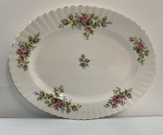 Royal Albert Moss Rose Montrose Gold Trim Oval Serving Platters Set of 2