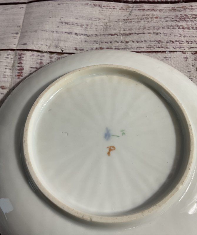 Meissen Hand Painted Porcelain Plate Floral Red Orange Gold 5.5"