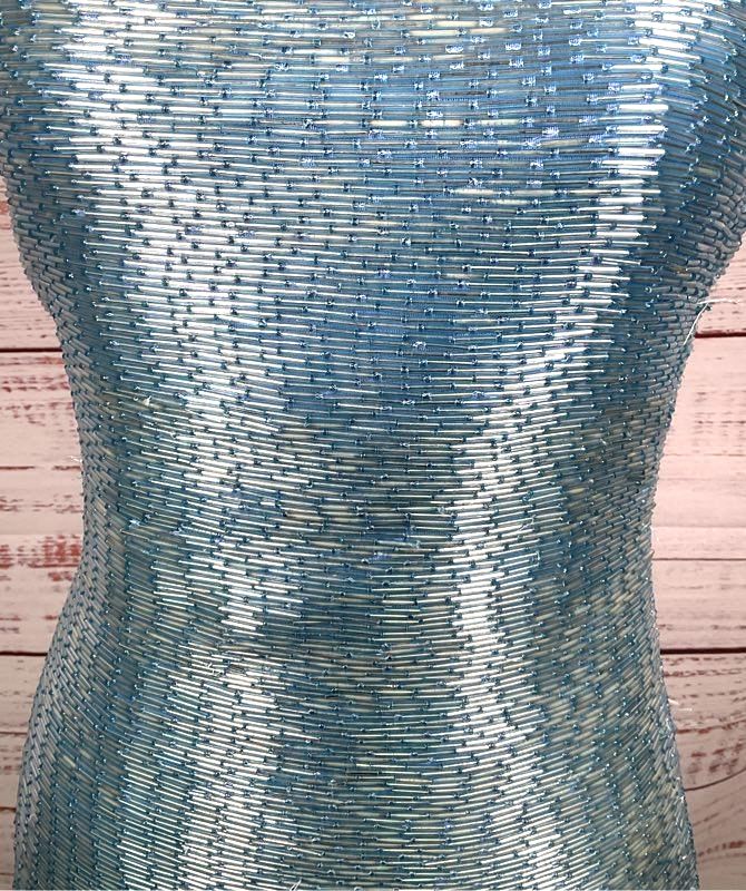 Staud Le Sable Beaded Mini Dress French Blue S