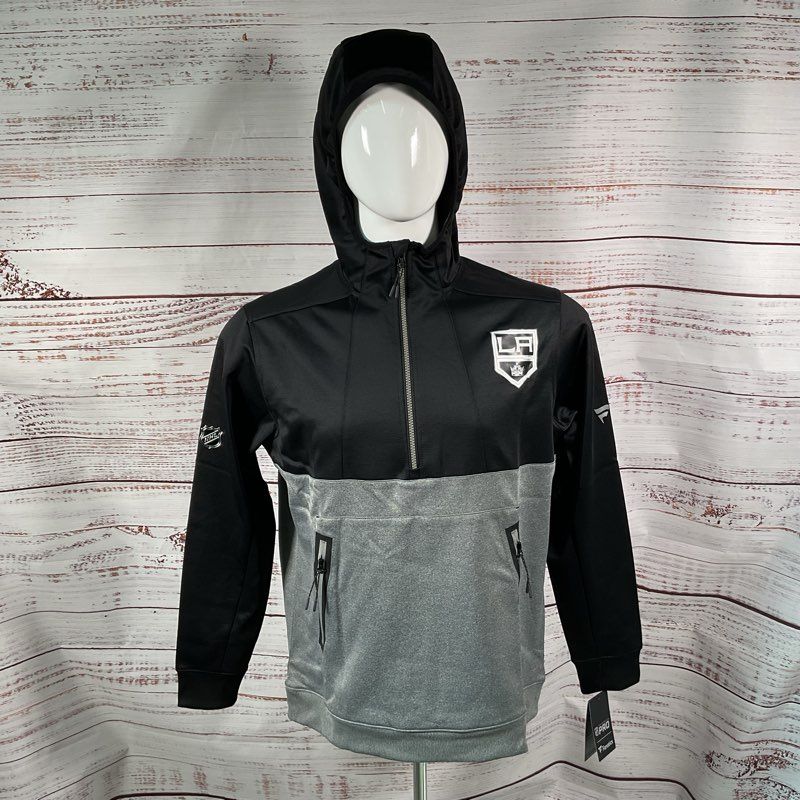 NWT Fanatics LA Kings NHL Authentic Pro 1/2 Zip Hooded Jacket - Size Large