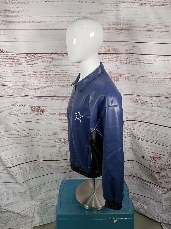 Vintage 90s NFL Dallas Cowboys Bomber Varsity Faux Leather Bomber Jacket Size L