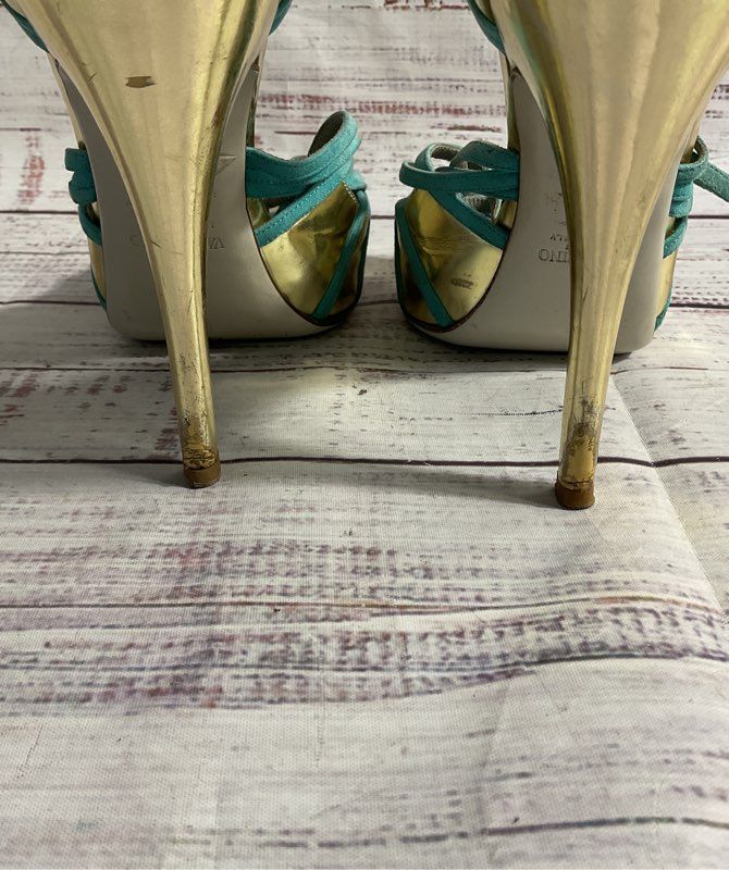 Vintage Valentino Garavani Patent Leather Suede Strappy Heels Size 37EU/7US