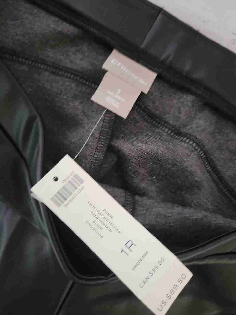 NWT Women's Chico's Black Faux Leather Pants Size 1/M
