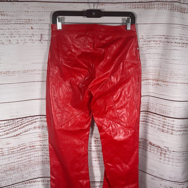 Revice Red Faux Leather Rear Star Panel Flare Leg Pants - Size 29